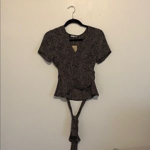 Wrap Top with Cream Detail